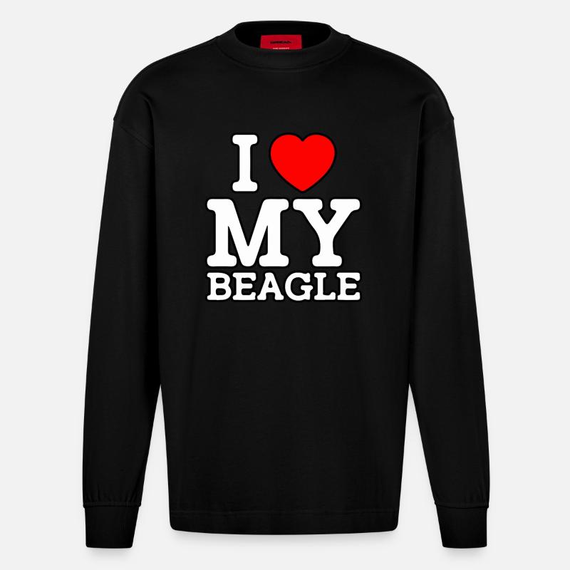 J’aime mon Beagle - Manches longues bio épais oversize fabriqué en UE - SOLID BLACK