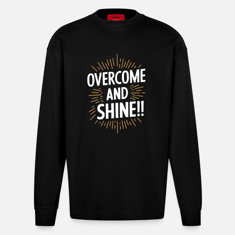 Surmonter et rayonner de motivation - Manches longues bio épais oversize fabriqué en UE - SOLID BLACK