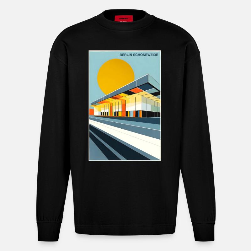 Berlin Schöneweide - Heavyweight Oversized Organic Langarmshirt Made in EU - SOLID BLACK