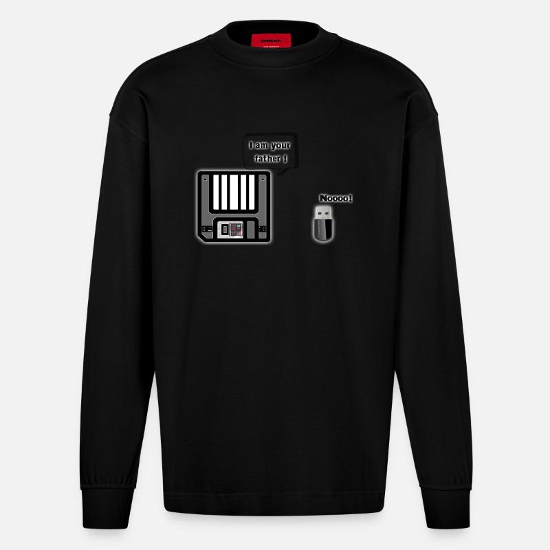 Diskette auf USB-Stick - Heavyweight Oversized Organic Langarmshirt Made in EU - SOLID BLACK
