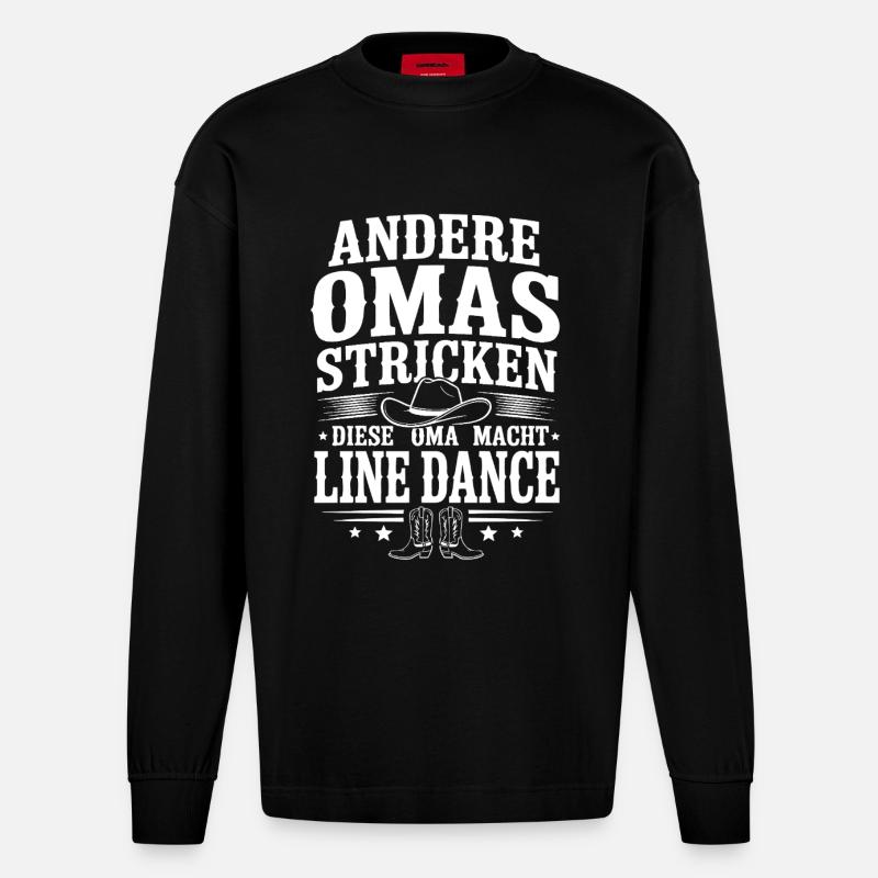 Andere Omas Stricken Line Dance - Heavyweight Oversized Organic Langarmshirt Made in EU - SOLID BLACK