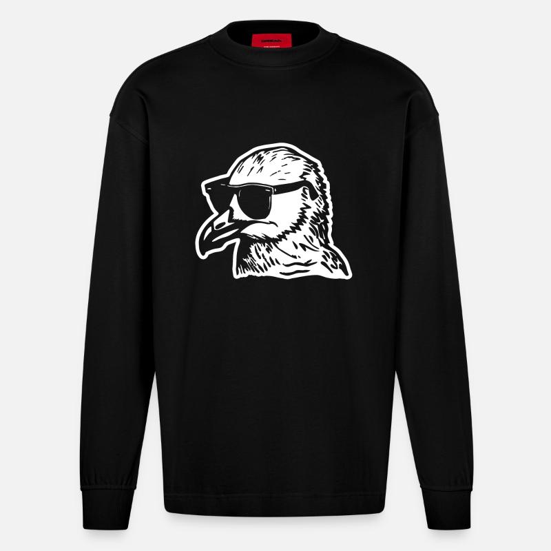 Möwe - Heavyweight Oversized Organic Langarmshirt Made in EU - SOLID BLACK