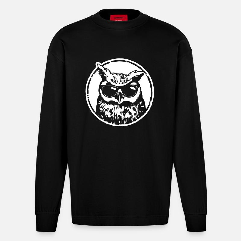 Hibou - Manches longues bio épais oversize fabriqué en UE - SOLID BLACK