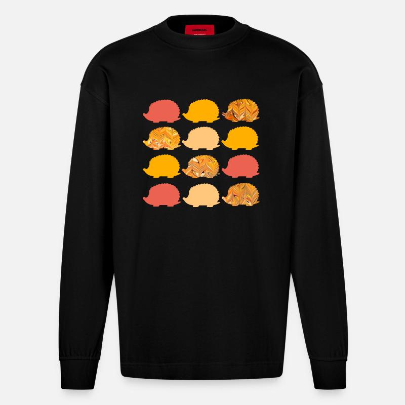 12 Hérisson E 266 - Manches longues bio épais oversize fabriqué en UE - SOLID BLACK