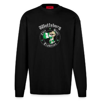 Wolfsburg Ehre Stolz Tradition No II - Heavyweight Oversized Organic Langarmshirt Made in EU - SOLID BLACK - Vorne