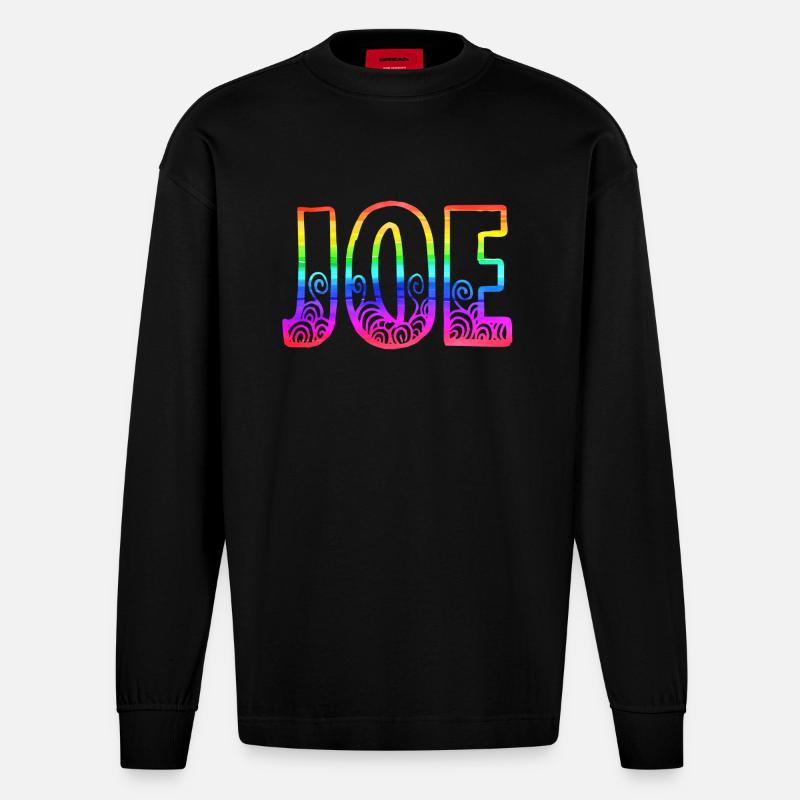 joe rs regenbogen - Heavyweight Oversized Organic Langarmshirt Made in EU - SOLID BLACK