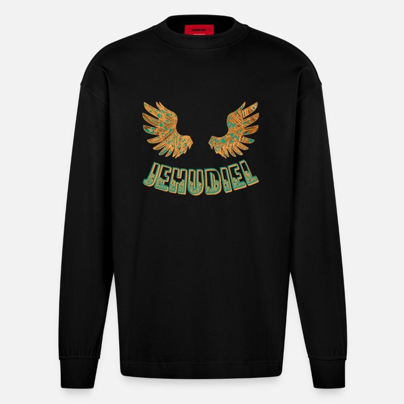 Jehudiel e 95 - Manches longues bio épais oversize fabriqué en UE - SOLID BLACK