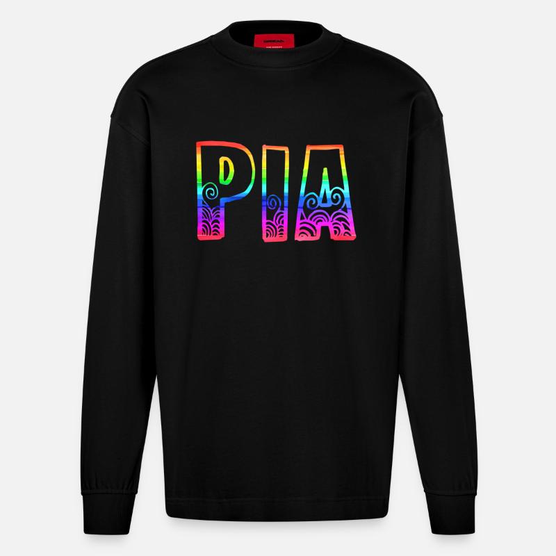 pia rs regenbogen - Heavyweight Oversized Organic Langarmshirt Made in EU - SOLID BLACK