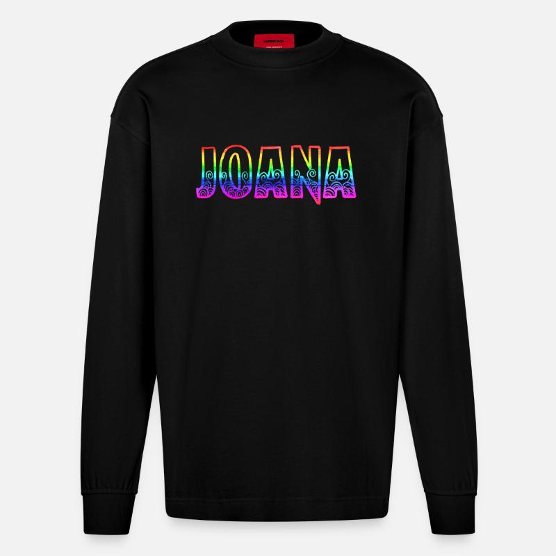 joana rs regenbogen - Heavyweight Oversized Organic Langarmshirt Made in EU - SOLID BLACK