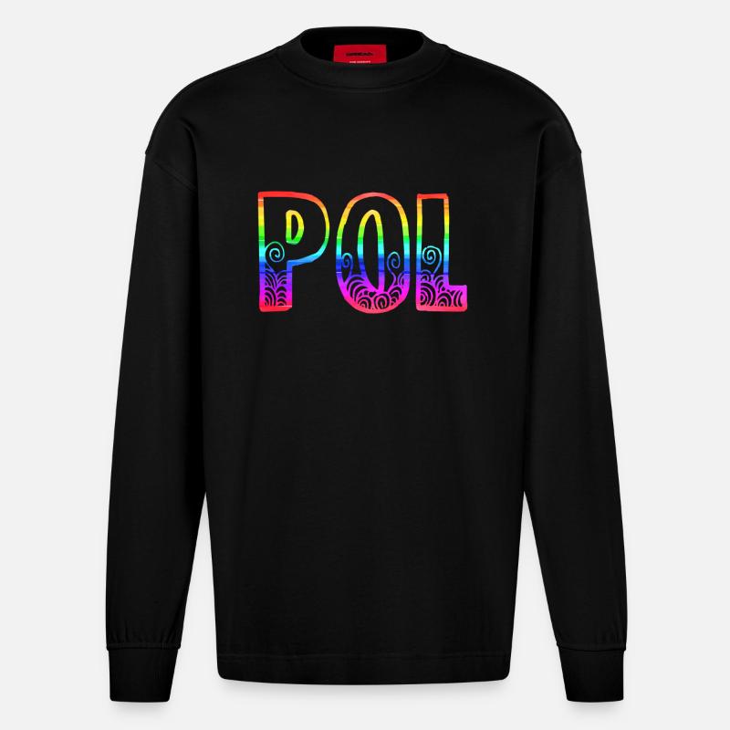 pol rs regenbogen - Heavyweight Oversized Organic Langarmshirt Made in EU - SOLID BLACK