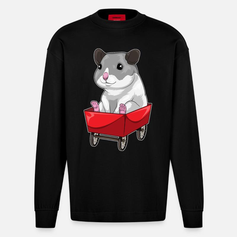 Chariot de hamster - Manches longues bio épais oversize fabriqué en UE - SOLID BLACK