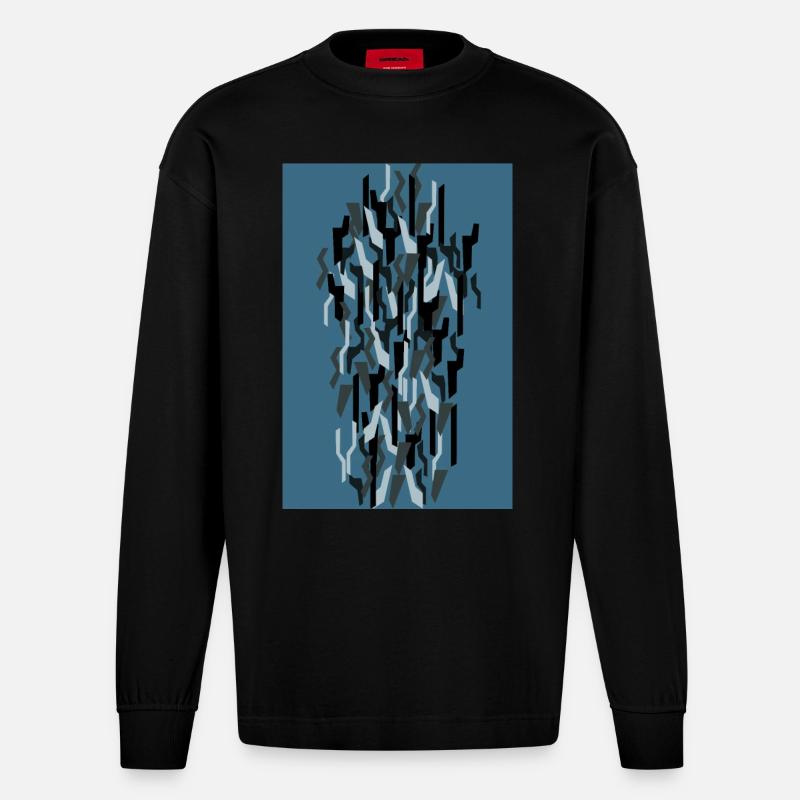 Camouflage Kunst Blau Gaming - Heavyweight Oversized Organic Langarmshirt Made in EU - SOLID BLACK