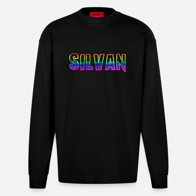 silvan rs regenbogen - Heavyweight Oversized Organic Langarmshirt Made in EU - SOLID BLACK