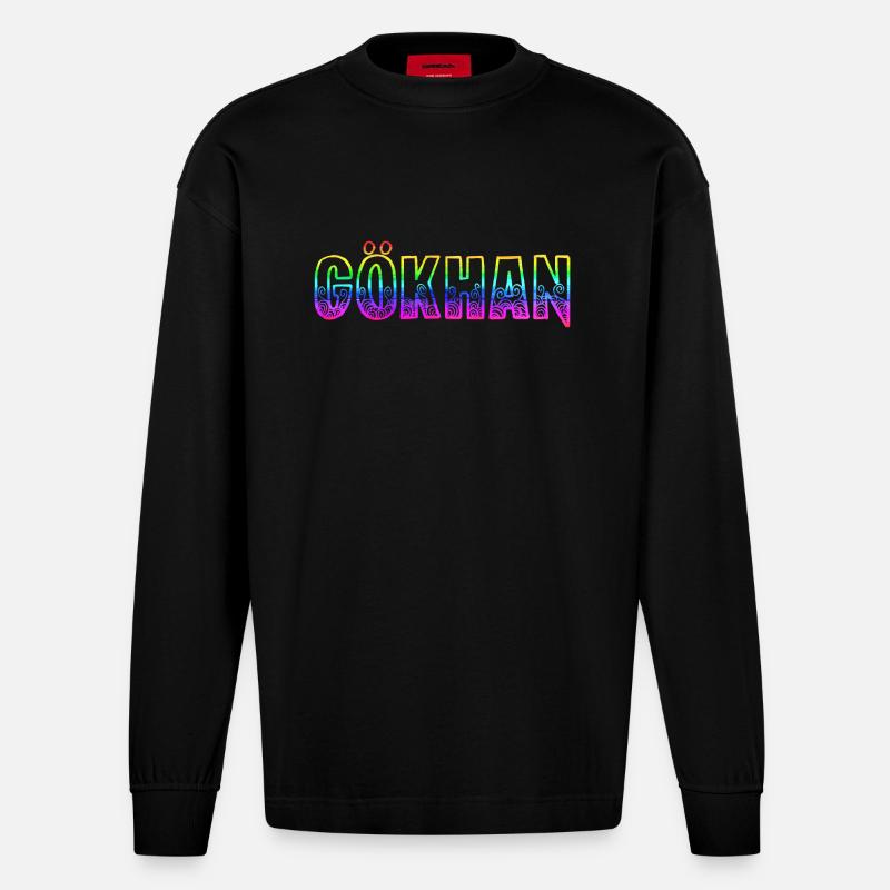gökhan rs regenbogen - Heavyweight Oversized Organic Langarmshirt Made in EU - SOLID BLACK