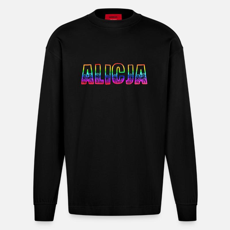 alicja rs regenbogen - Heavyweight Oversized Organic Langarmshirt Made in EU - SOLID BLACK