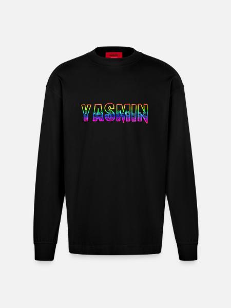 yasmin rs regenbogen - Heavyweight Oversized Organic Langarmshirt Made in EU - SOLID BLACK