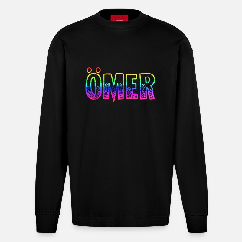 ömer rs regenbogen - Heavyweight Oversized Organic Langarmshirt Made in EU - SOLID BLACK