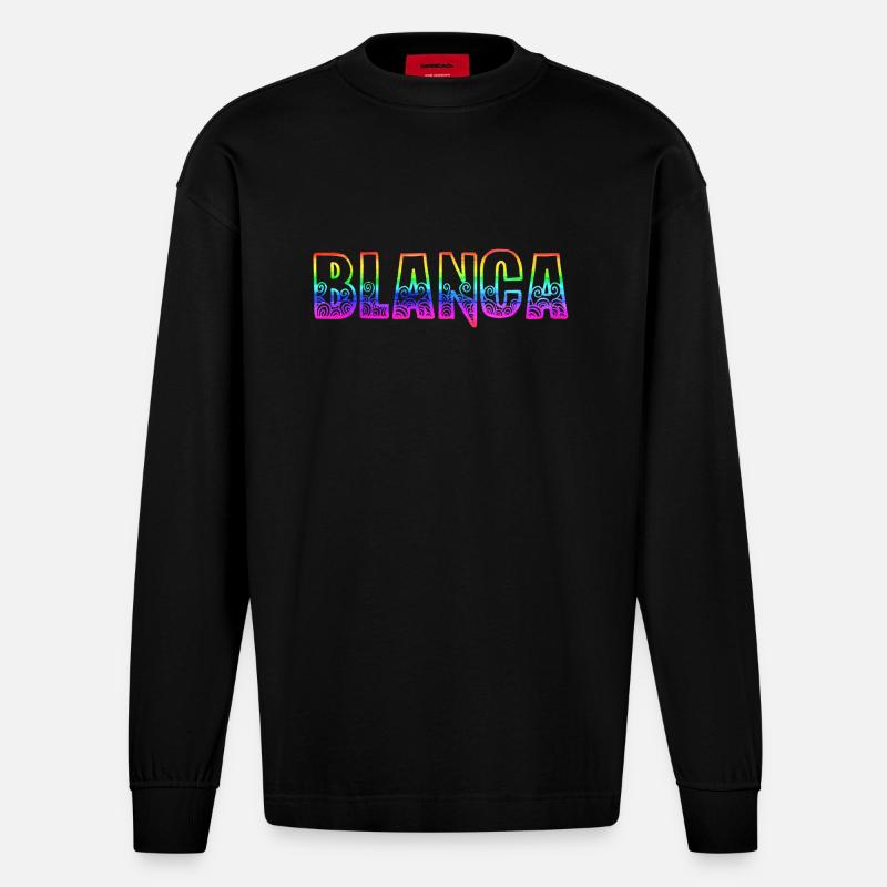 blanca rs regenbogen - Heavyweight Oversized Organic Langarmshirt Made in EU - SOLID BLACK