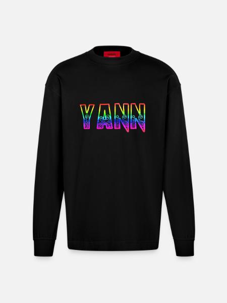 yann rs rainbow - Heavyweight Oversized Organic Longsleeve Shirt Made in EU - SOLID BLACK