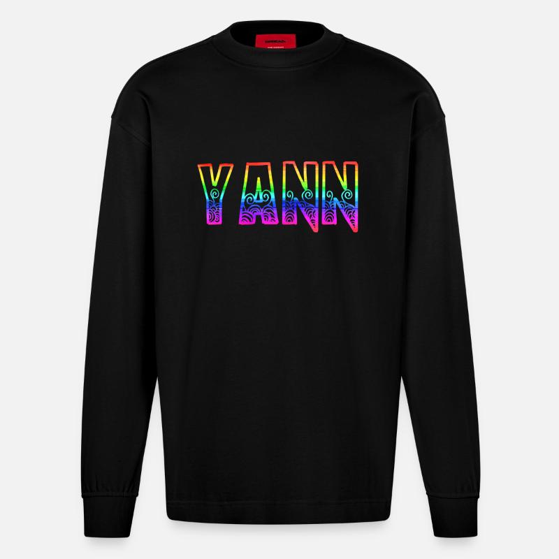 yann rs rainbow - Heavyweight Oversized Organic Longsleeve Shirt Made in EU - SOLID BLACK