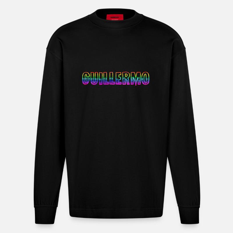 Guillermo RS Arc-en-ciel - Manches longues bio épais oversize fabriqué en UE - SOLID BLACK