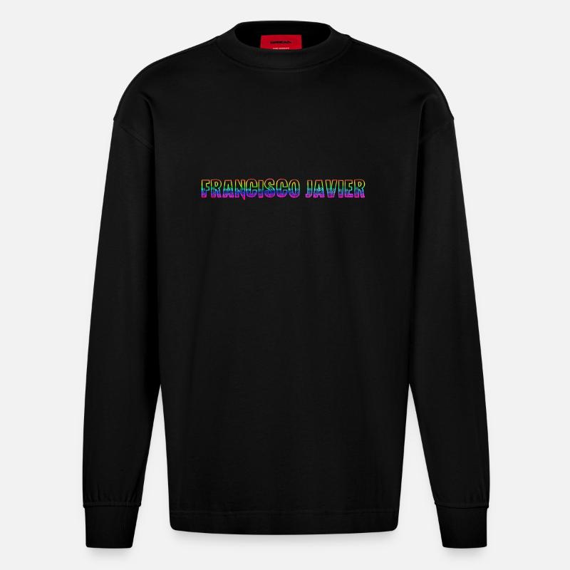 francisco javier rs regenbogen - Heavyweight Oversized Organic Langarmshirt Made in EU - SOLID BLACK