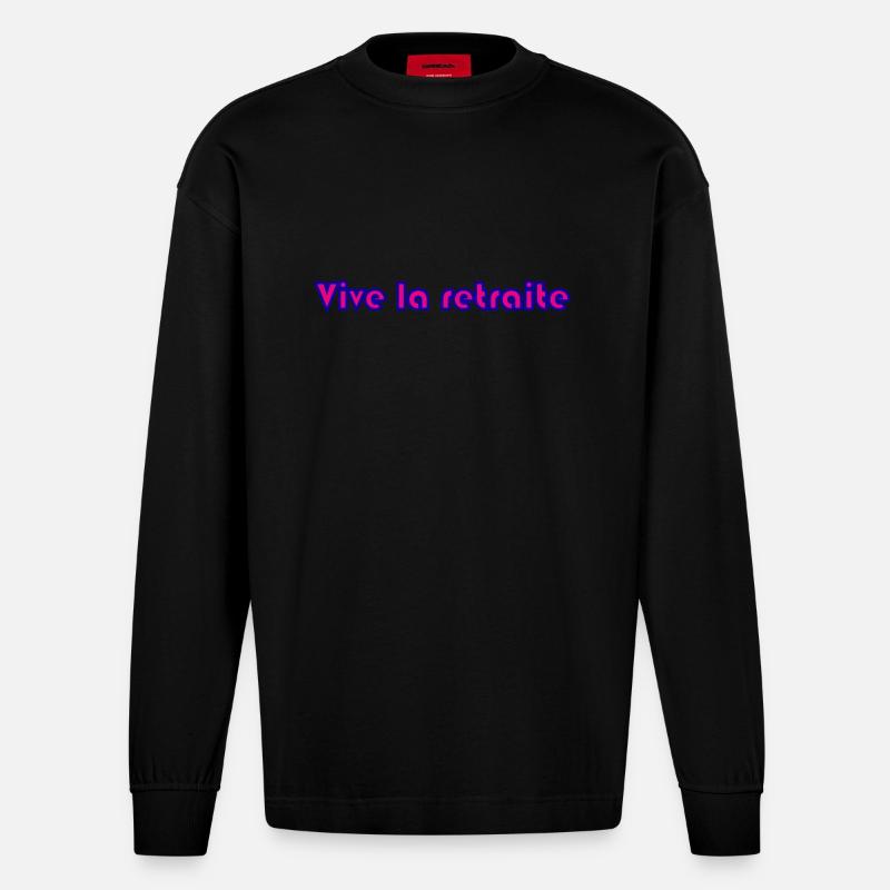 RETRAITE. RETRAITE. RETRAITEE. RETRAITE. - Manches longues bio épais oversize fabriqué en UE - SOLID BLACK