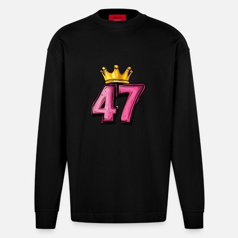Couronne à 47 chiffres - Manches longues bio épais oversize fabriqué en UE - SOLID BLACK