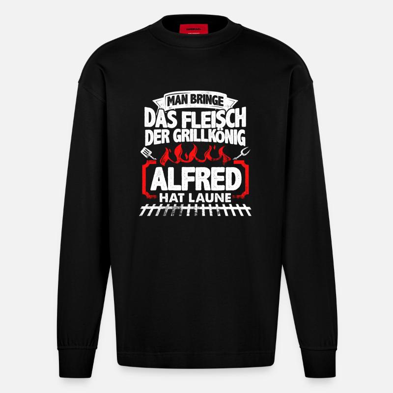 ALFRED - Grill - Heavyweight Oversized Organic Langarmshirt Made in EU - SOLID BLACK