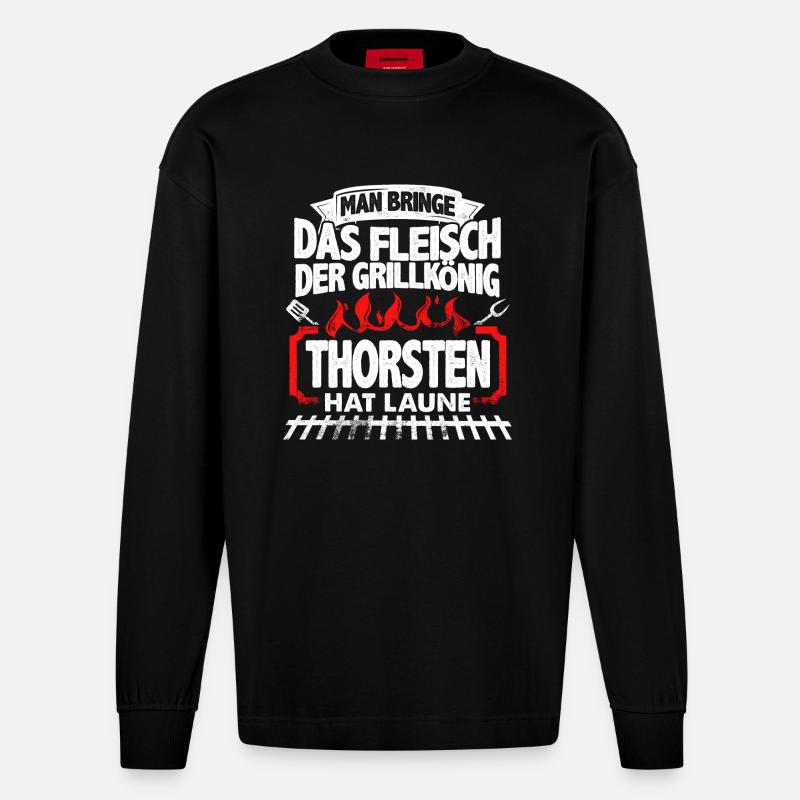 THORSTEN - Grill - Heavyweight Oversized Organic Langarmshirt Made in EU - SOLID BLACK