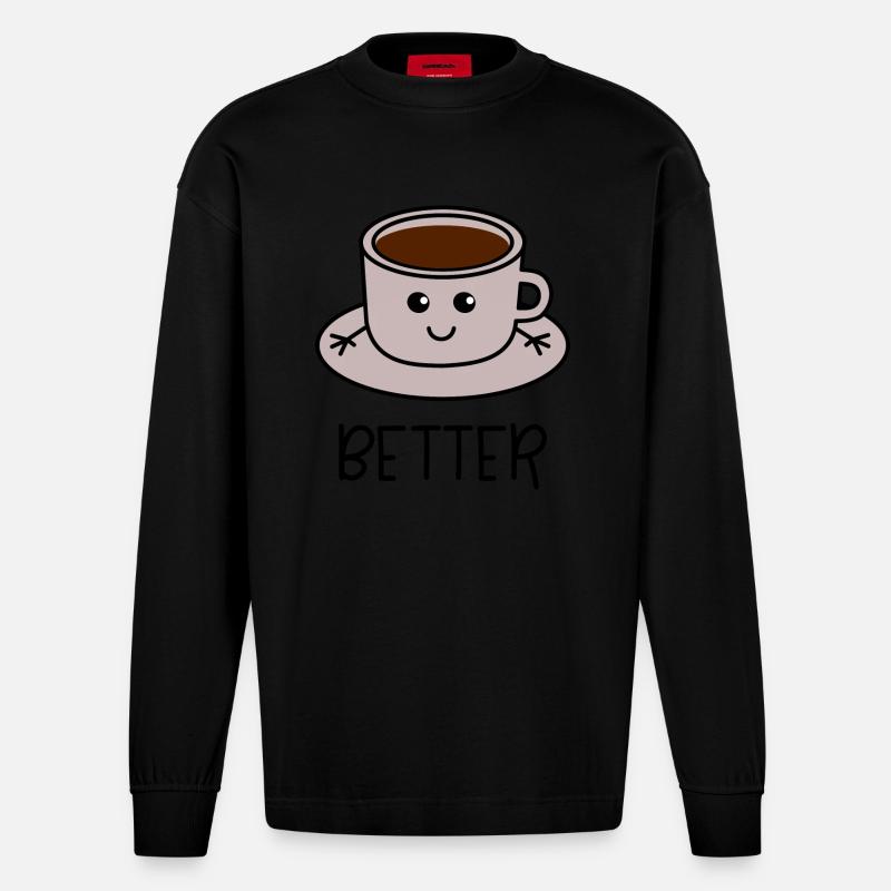 Better Together Partnerlook (Part1) Kaffee - Heavyweight Oversized Organic Langarmshirt Made in EU - SOLID BLACK