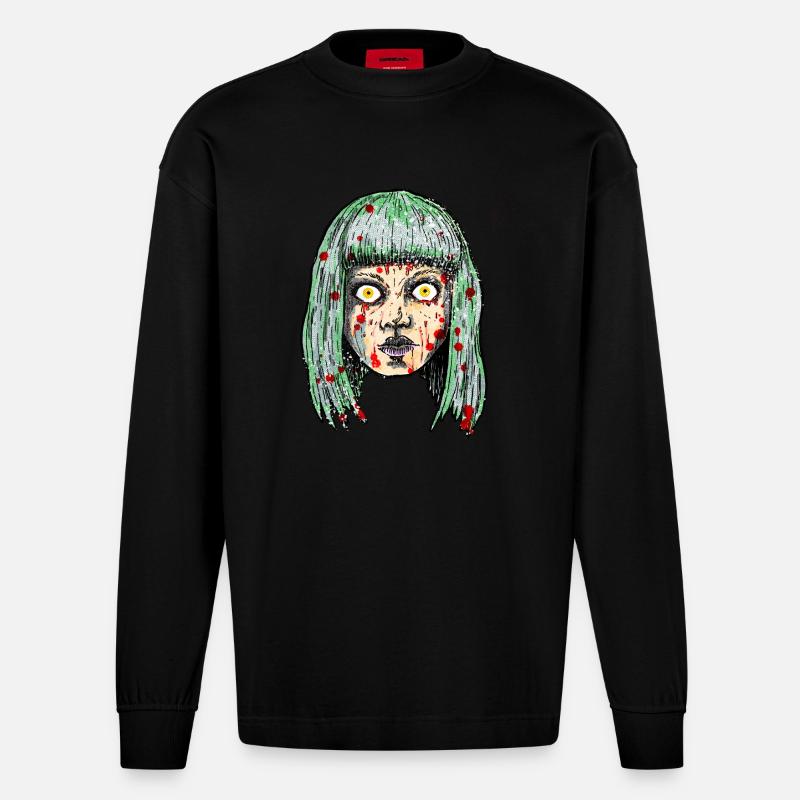 Mit Mord davonzukommen - Heavyweight Oversized Organic Langarmshirt Made in EU - SOLID BLACK