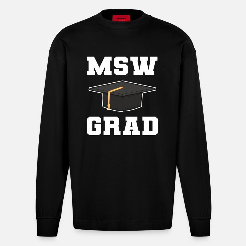 Master Studium Abschlussfeier - Heavyweight Oversized Organic Langarmshirt Made in EU - SOLID BLACK