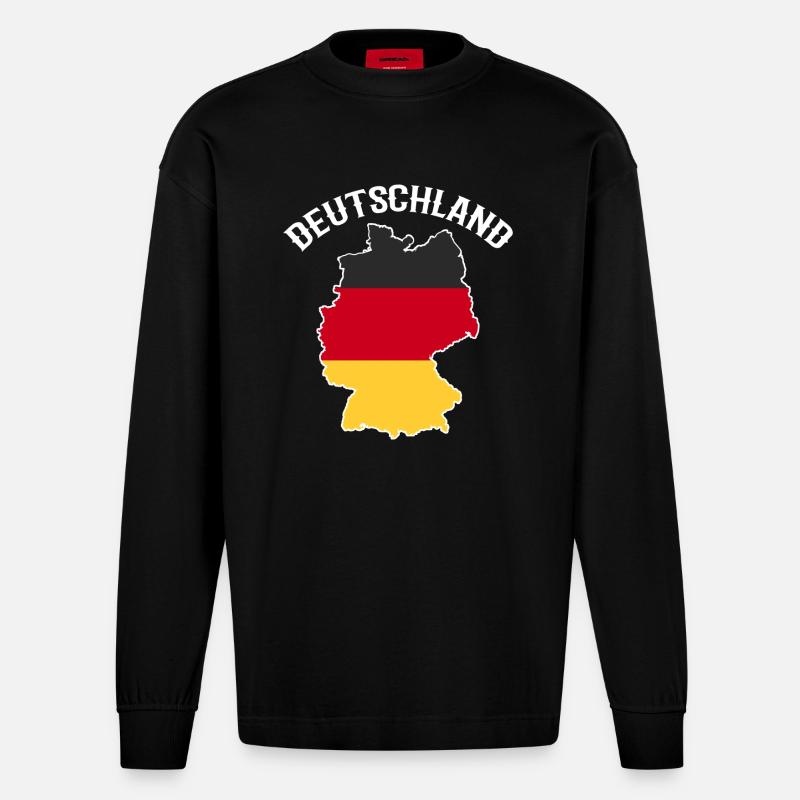 Deutschland - Heavyweight Oversized Organic Langarmshirt Made in EU - SOLID BLACK