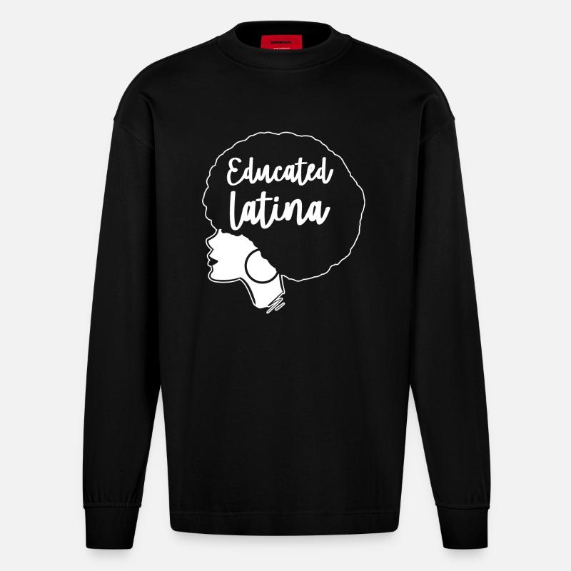 Afro Latina - Heavyweight Oversized Organic Langarmshirt Made in EU - SOLID BLACK