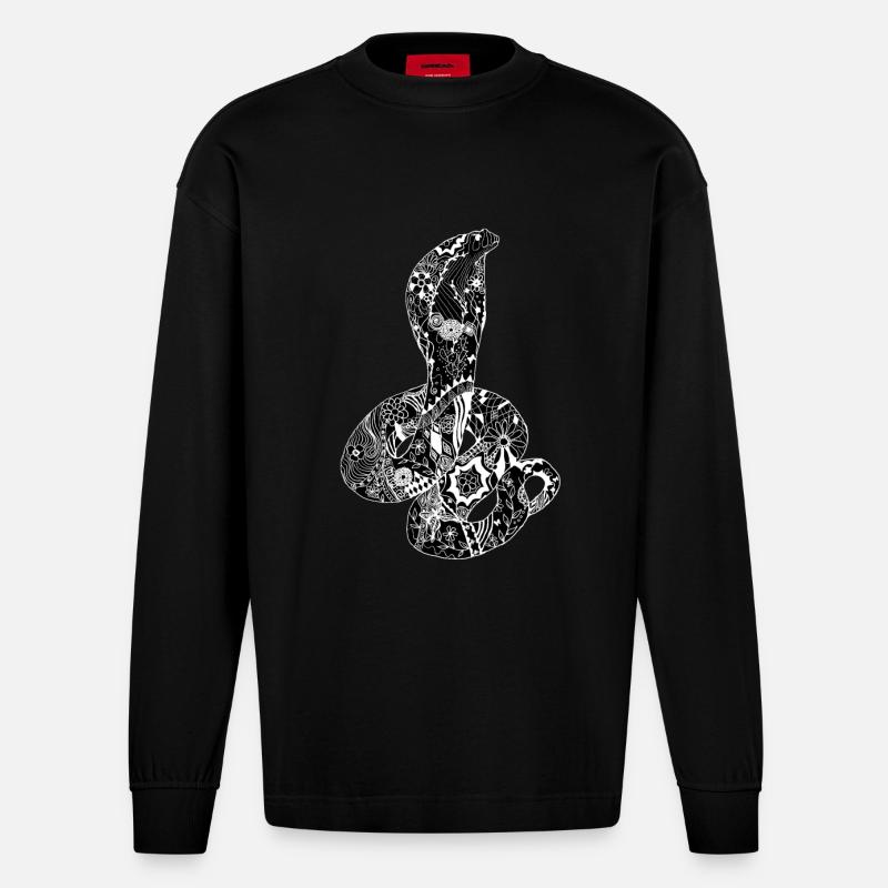 Patchwork Cobra - Manches longues bio épais oversize fabriqué en UE - SOLID BLACK