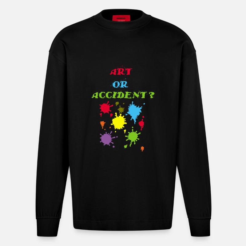 Kunst oder Unfall? - Heavyweight Oversized Organic Langarmshirt Made in EU - SOLID BLACK