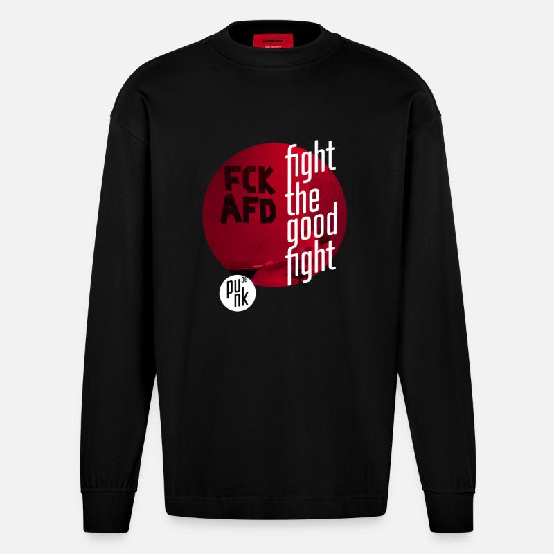 ThinkBick_Fight_the_good_fight_2026_3 - Manches longues bio épais oversize fabriqué en UE - SOLID BLACK