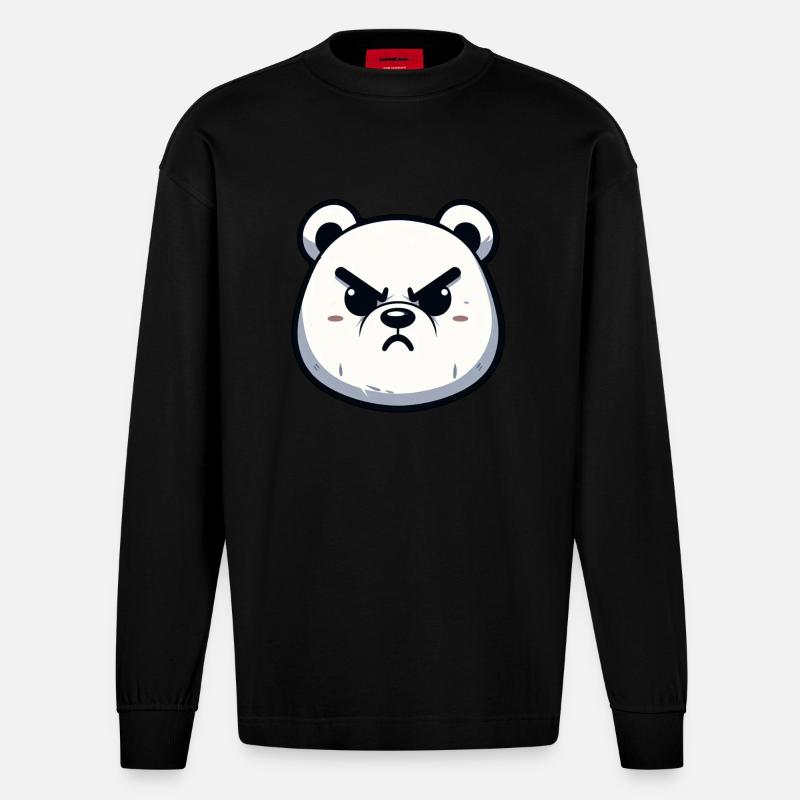 Wütendes Eisbär-Design - Heavyweight Oversized Organic Langarmshirt Made in EU - SOLID BLACK