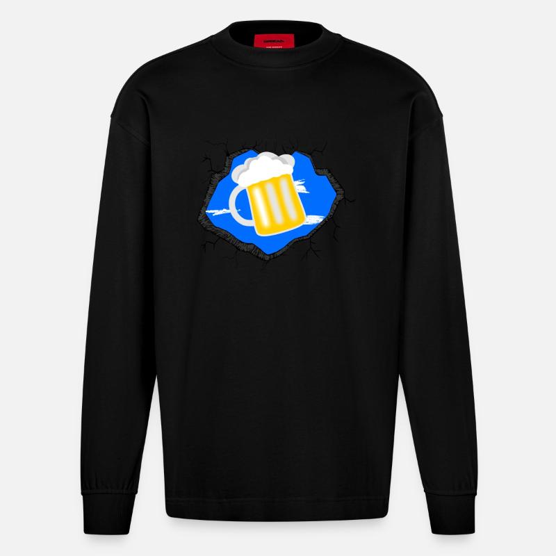 Bier in mir - Heavyweight Oversized Organic Langarmshirt Made in EU - SOLID BLACK