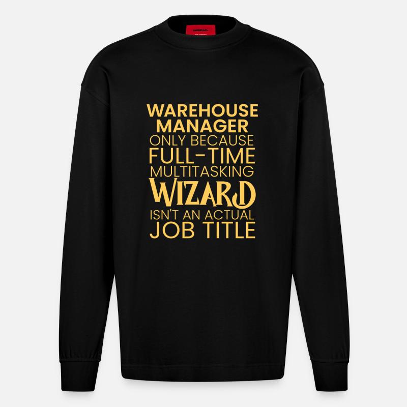 Assistant multitâche du gestionnaire d’entrepôt - Manches longues bio épais oversize fabriqué en UE - SOLID BLACK