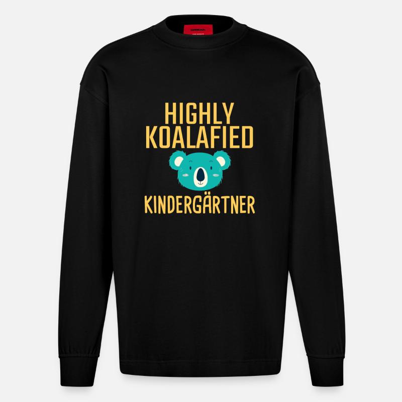 Kindergärtner Koalafied - Heavyweight Oversized Organic Langarmshirt Made in EU - SOLID BLACK