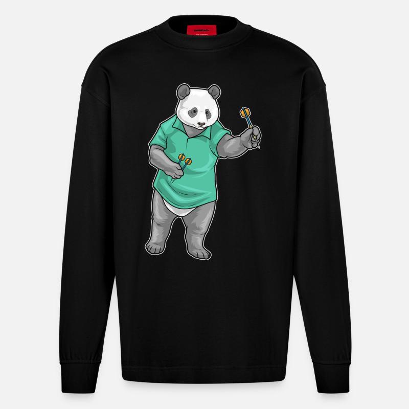 Panda Dart Dartpfeil - Manches longues bio épais oversize fabriqué en UE - SOLID BLACK