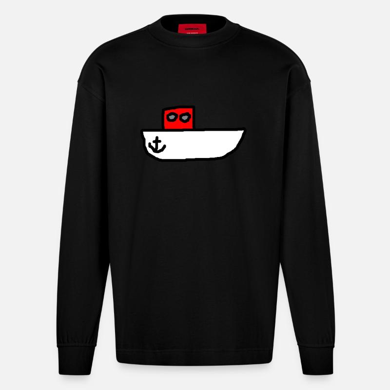 Motorboot - Heavyweight Oversized Organic Langarmshirt Made in EU - SOLID BLACK