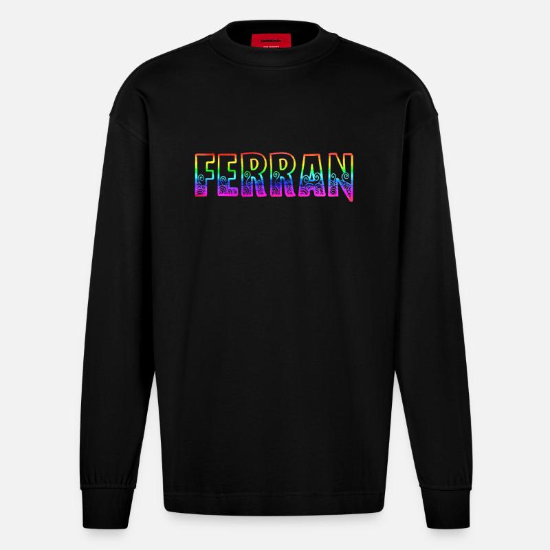 ferran rs regenbogen - Heavyweight Oversized Organic Langarmshirt Made in EU - SOLID BLACK