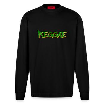 reggae - Heavyweight Oversized Organic Longsleeve Shirt Made in EU - SOLID BLACK - Front