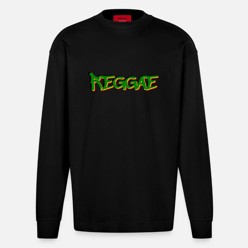 Reggae - Heavyweight Oversized Organic Langarmshirt Made in EU - SOLID BLACK