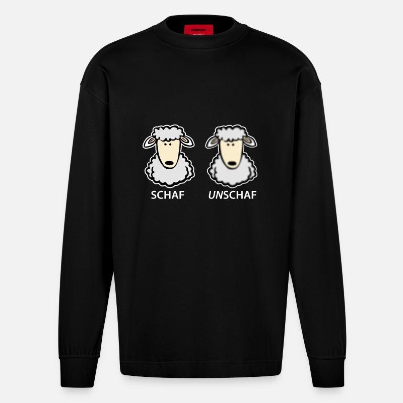 Schaf Unschaf - Heavyweight Oversized Organic Langarmshirt Made in EU - SOLID BLACK