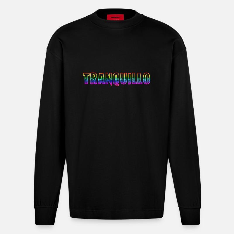 tranquillo rs regenbogen - Heavyweight Oversized Organic Langarmshirt Made in EU - SOLID BLACK