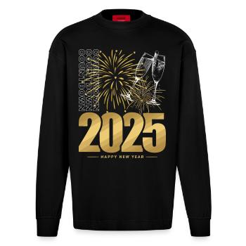 Nouvel An 2025 - Manches longues bio épais oversize fabriqué en UE - SOLID BLACK - Devant